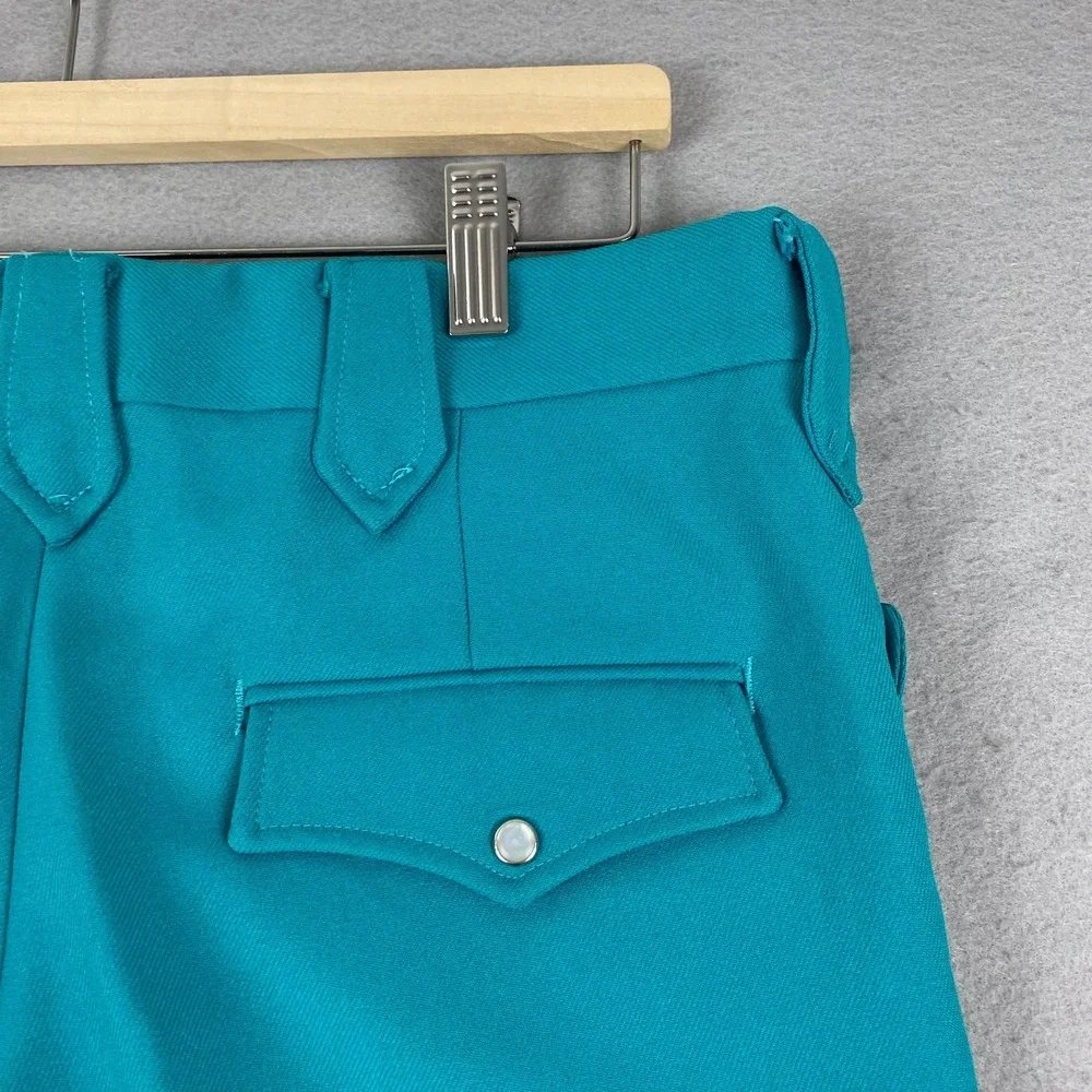 Vtg 70's MESQUITE NIVER Western Pants Mens 31x30 Teal Pearl Snap Flare Cowboy